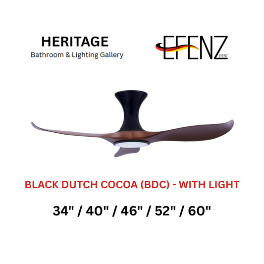 EFENZ Black Dutch Cocoa With Light Hugger Design Limited Edition Series Ceiling Fan