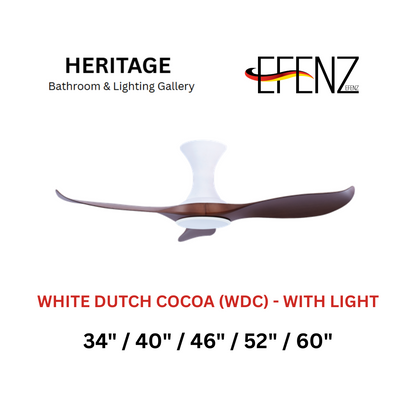 EFENZ White Dutch Cocoa With Light Hugger Design Limited Edition Series Ceiling Fan