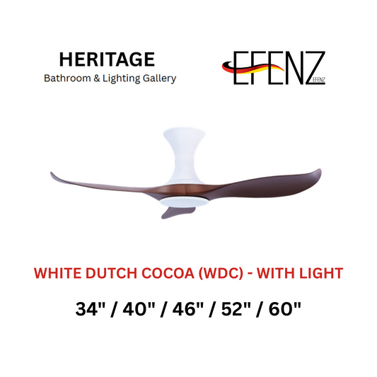 EFENZ White Dutch Cocoa With Light Hugger Design Limited Edition Series Ceiling Fan