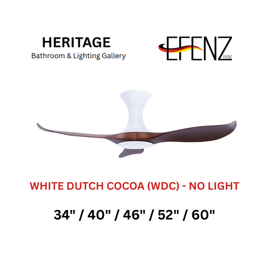 EFENZ White Dutch Cocoa No Light Hugger Design Limited Edition Series Ceiling Fan