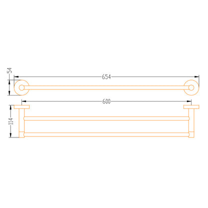 Aalto Gun Metal Double Towel Bar (61cm)