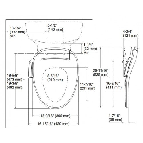 Kohler C3-050 E-Bidet Seat Cover