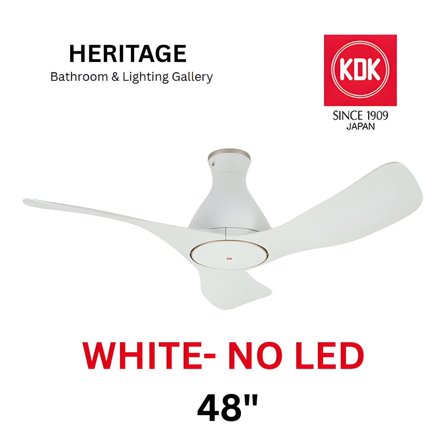 KDK E48HP No Light Ceiling Fan (WHITE)