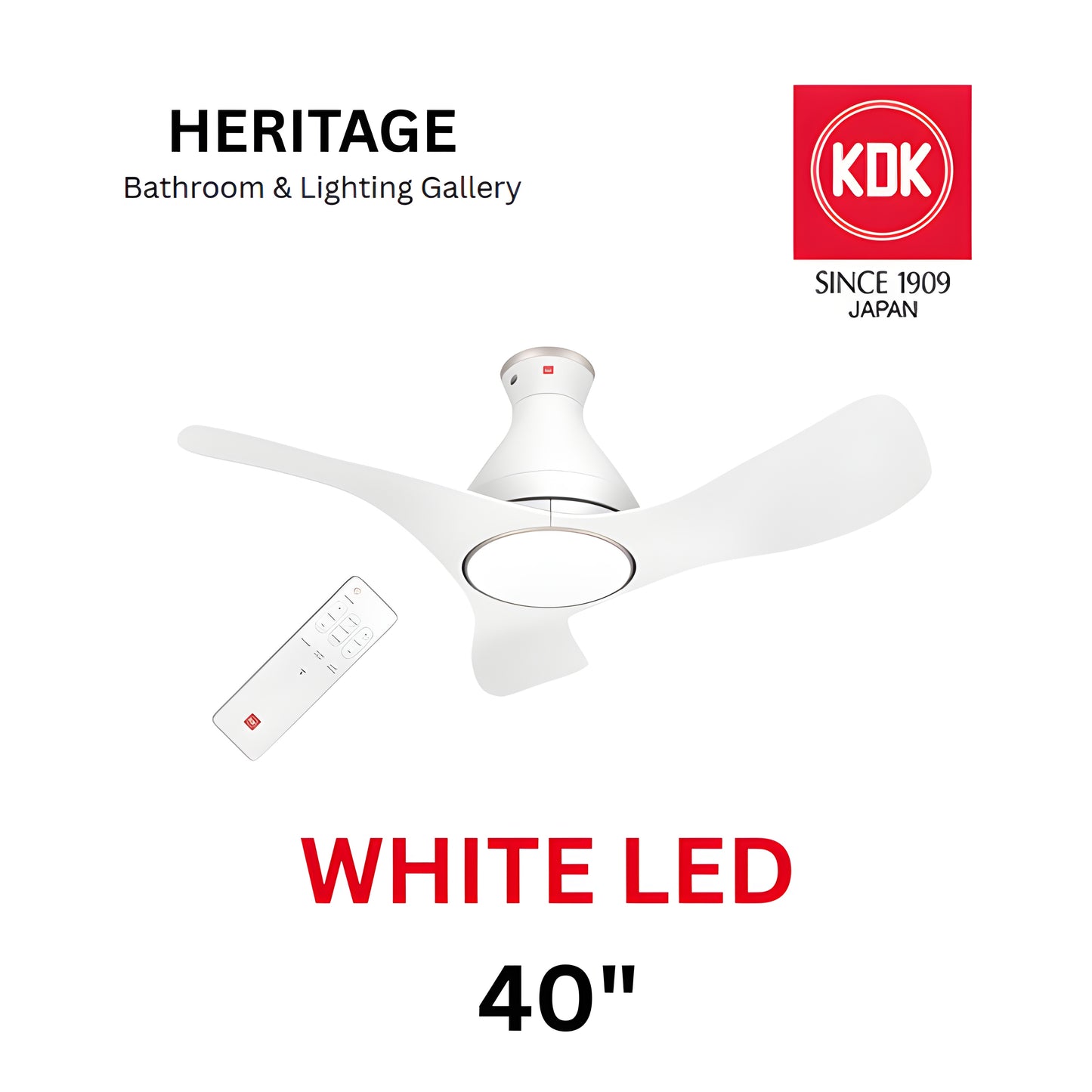 KDK F40GP With Light Ceiling Fan (WHITE)