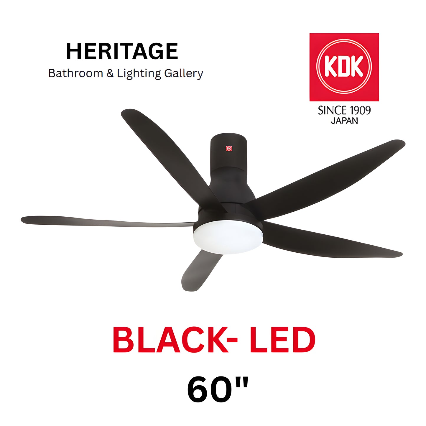 KDK U60FP With Light Ceiling Fan (BLACK)
