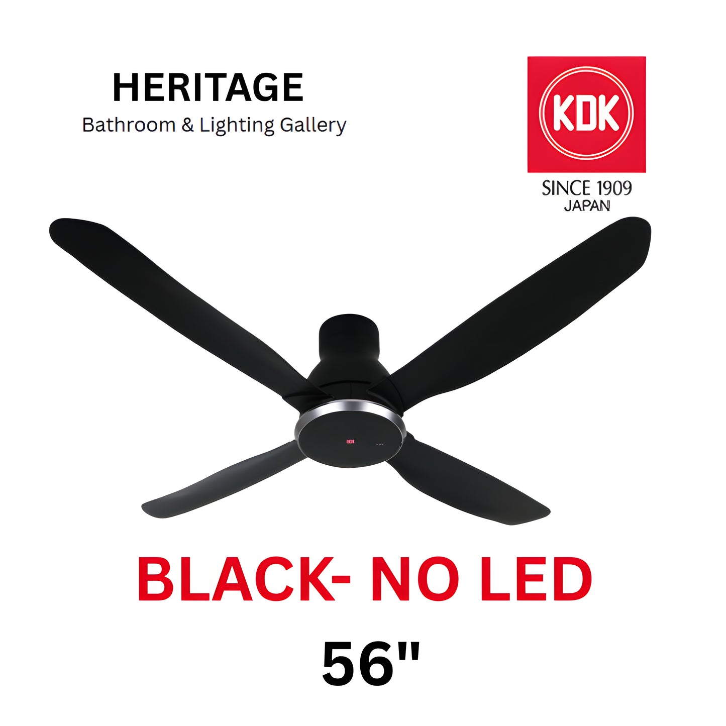 KDK W56WV No Light Ceiling Fan (Black)