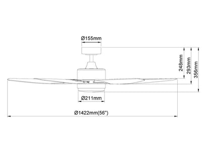 Samaire 5 Blade White No Light Ceiling Fan