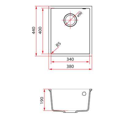 Rubine MEQ 810-38U (38CM) Undermount Kitchen Sink