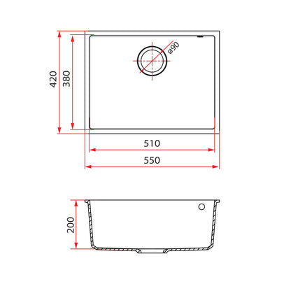 Rubine MEQ 810-54U (55CM) Undermount Kitchen Sink