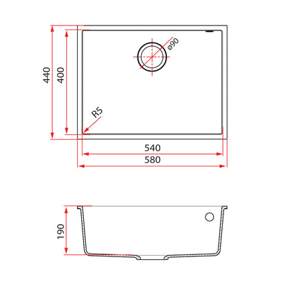 Rubine MEQ 810-58U (58CM) Undermount Kitchen Sink