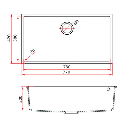 Rubine MEQ 810-79 (77CM) Top Mount Kitchen Sink
