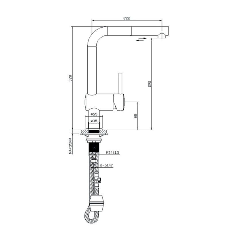 Aalto ST-51109L PULL OUT MIXER KITCHEN TAP