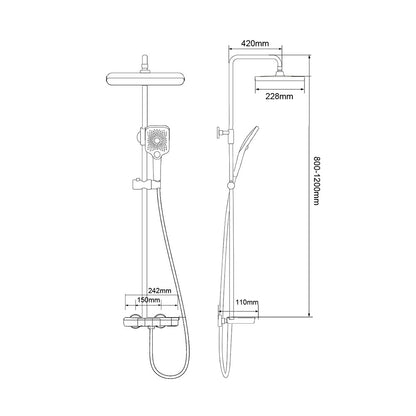 NTL-1029 Gun Metal Piano Design Rainshower Set