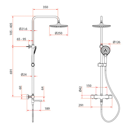 RUBINE RSC-THERMO-R31-CH SERIES RAINSHOWER SET