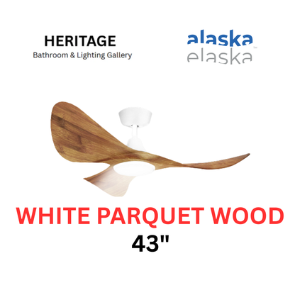 Alaska BURA 43" Ceiling Fan With 20W LED RGB (White Parquet Wood)