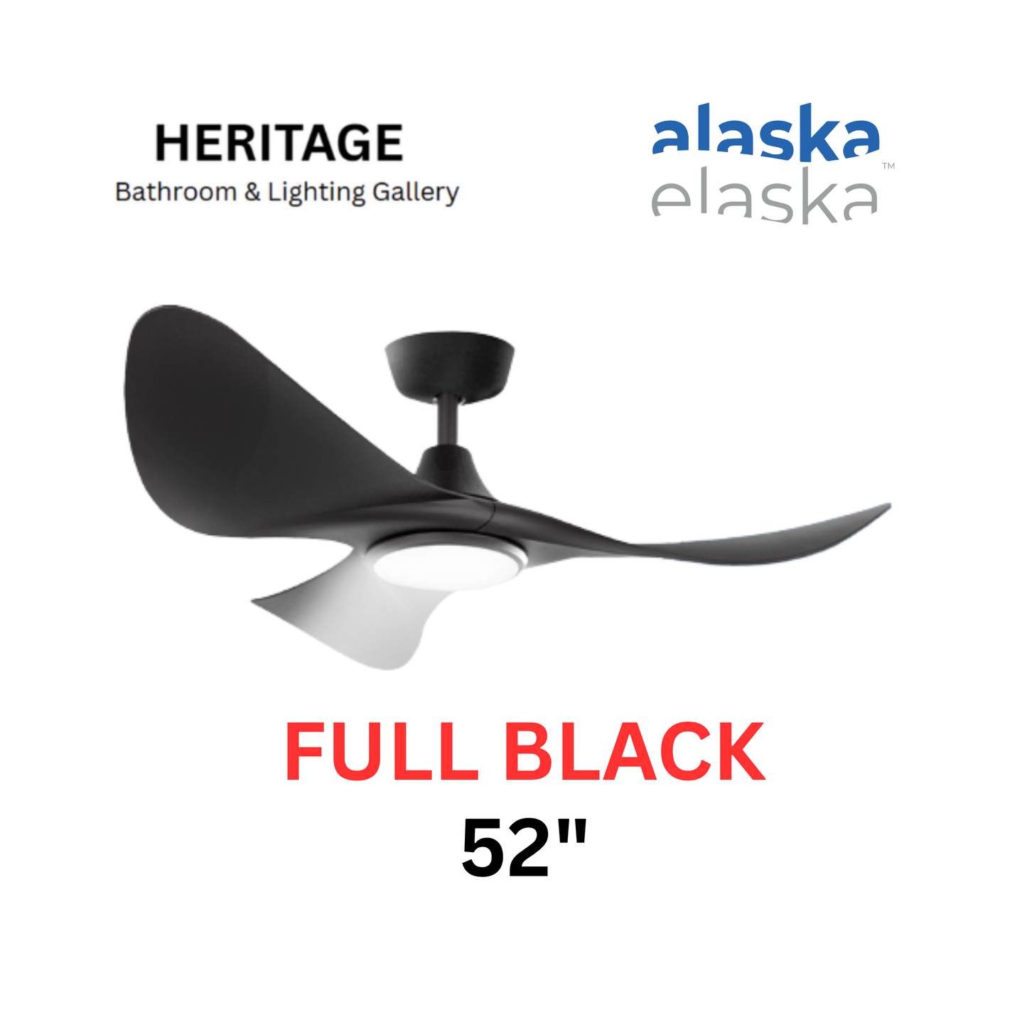 Alaska CURA 52″ Ceiling Fan With 20W LED RGB (Matt Black)