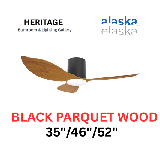 Alaska Hydsen/ Ehydsen 35"/46"/52" Ceiling Fan (BLACK PARQUET WOOD)