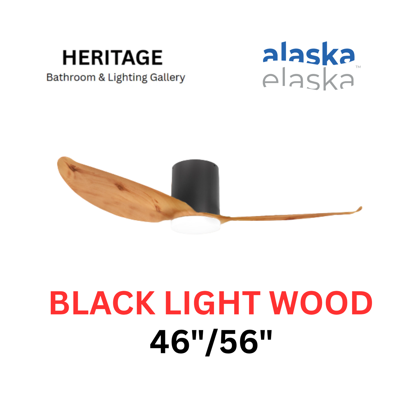 Alaska Fern III 46"/56" Ceiling Fan With 20W LED RGB (BLACK LIGHT WOOD)