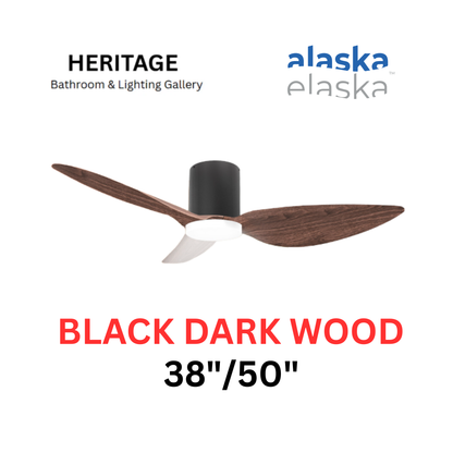 Alaska Aspen III 38"/50" Ceiling Fan With 20W LED RGB (Black Dark Wood)
