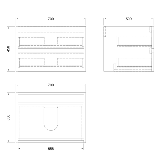 Rigel 70CM/100CM PVC Sintered Stone Drawer Basin Cabinet