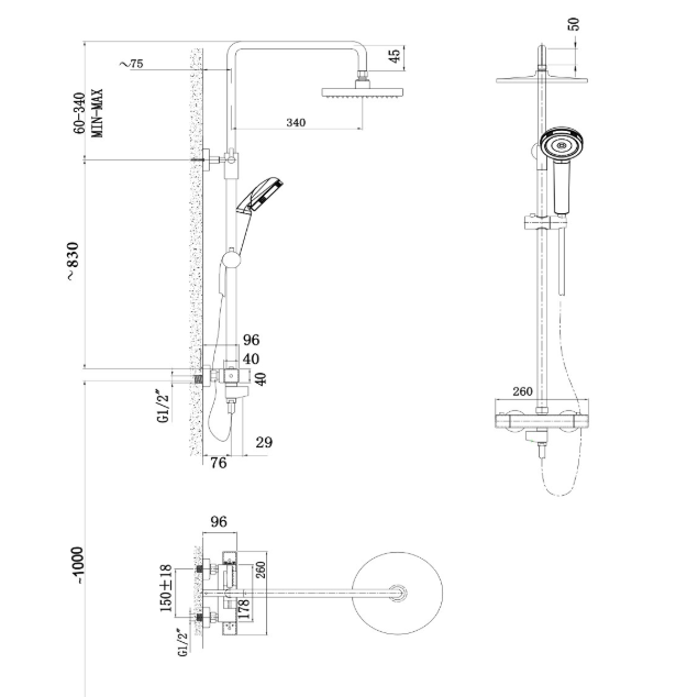 Rigel TSME8055B Rainshower System (Available in 3 colours)