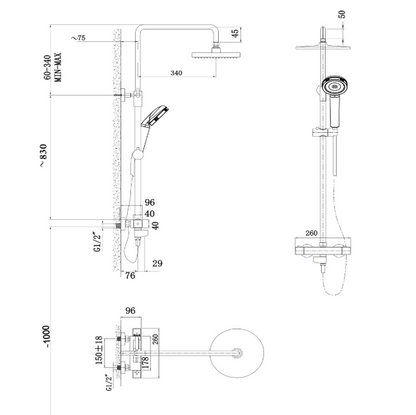 Rigel TSME8055B Rainshower System (Available in 3 colours)