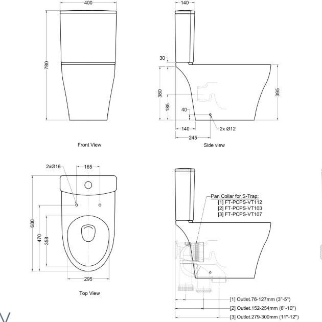 Rigel WC8056F Two-Piece Toilet Bowl (Whirl+ Flush)