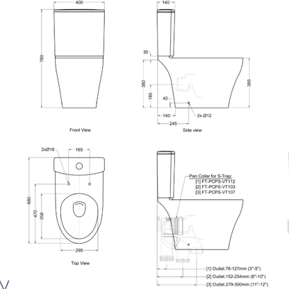 Rigel WC8056F Two-Piece Toilet Bowl (Whirl+ Flush)