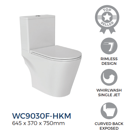 Rigel WC9030F-HKM Two-Piece Toilet Bowl (Washdown Flush)