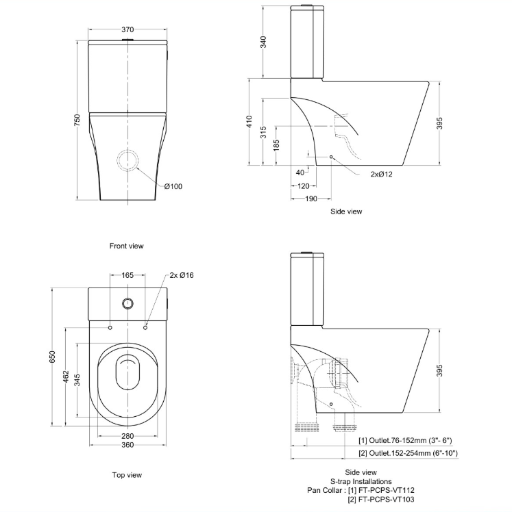 Rigel WC9030F-HKM Two-Piece Toilet Bowl (Washdown Flush)