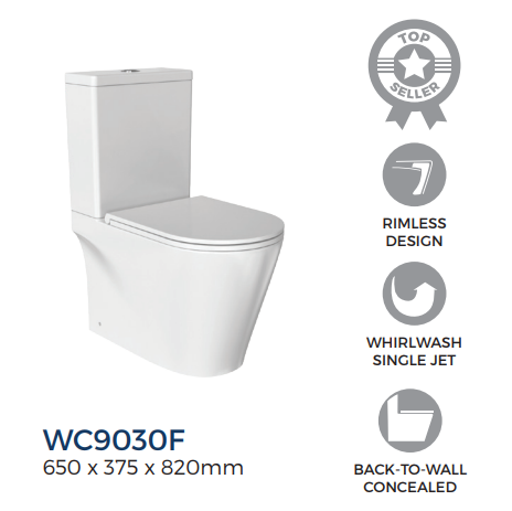 Rigel WC9030F Two-Piece Toilet Bowl (Whirlwash Flush) (Flushed to Wall)
