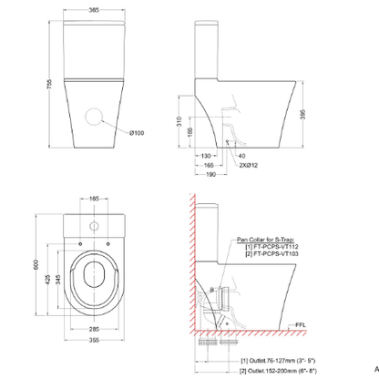 Rigel WC9123F Two-Piece Toilet Bowl (Whirlwash Flush)