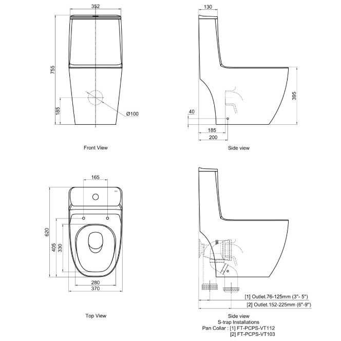 Rigel WO5387F One-Piece Toilet Bowl (Wash down Flush)