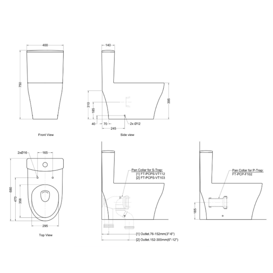 Rigel WO8056F One-Piece Toilet Bowl (Wash down Flush)
