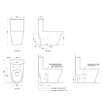 Rigel WO8056F One-Piece Toilet Bowl (Wash down Flush)