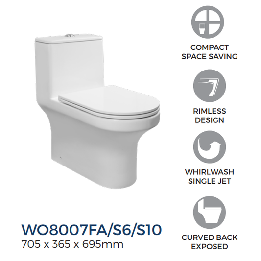 Rigel 8007FA One-Piece Toilet Bowl (Whirlwash Flush)
