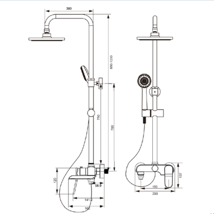 Rigel MXTE65039T03 Rainshower System (Available in 3 colours)