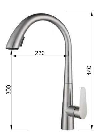 ZAFFIRO PF-4414SS PULL OUT KITCHEN TAP