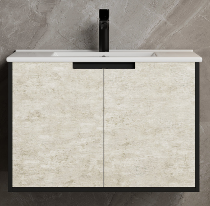 Dusche 75cm Basin Cabinet - (Matt Black W/Cement Grey)