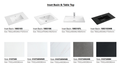 Dusche 75cm Basin Cabinet - (Matt Black W/Cement Grey)