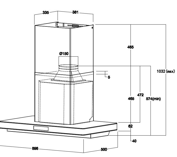 RINNAI RH-C91A-SSVR CHIMNEY HOOD