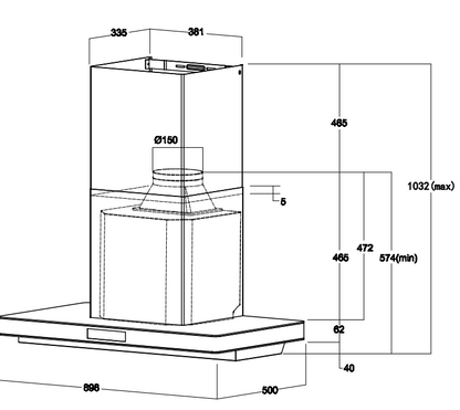 RINNAI RH-C91A-SSVR CHIMNEY HOOD