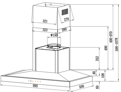 RINNAI  RH-C2859-SSW CHIMNEY HOOD