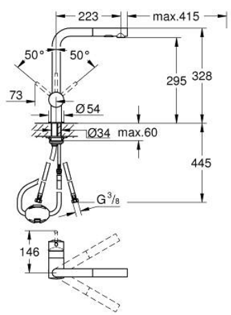 Grohe 30274A00 Minta L-Spout Pull-Out Sink Mixer