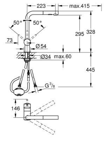 Grohe 30274DA0 Minta L-Spout Pull-Out Sink Mixer