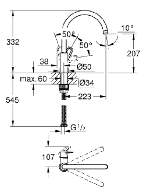 Grohe 31232001 Bauloop Sink Mixer