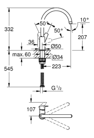 Grohe 31233001 Bauedge Sink Mixer