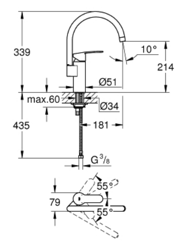 Grohe 30221002 Eurostyle Cosmopolitan Sink Mixer
