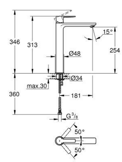 Grohe 23405001 Lineare Basin Mixer XL-Size