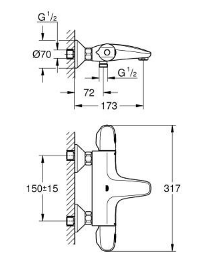 Grohe 34816003 Grohtherm 1000 Thermosts Shower Mixer